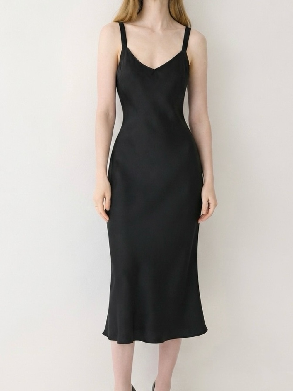 J. Crew Gwyneth Cupro Black Slip Midi Dress
